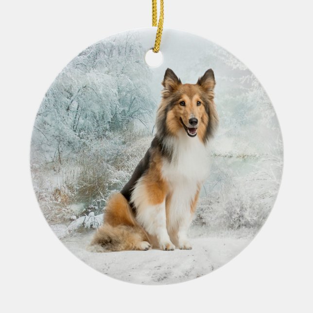 Snö Sheltie jul Ornament (Framsidan)