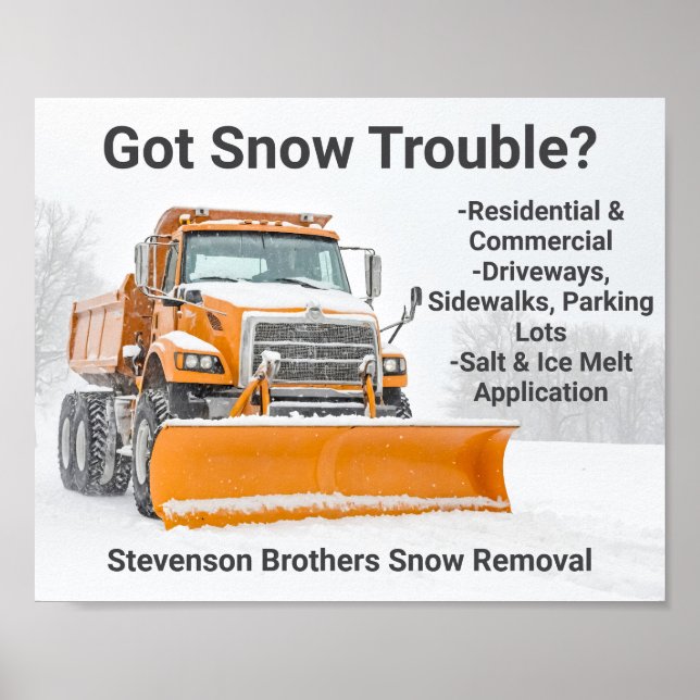 Snö Shoveling Removal Lastbil Modern Company Poster (Framsidan)