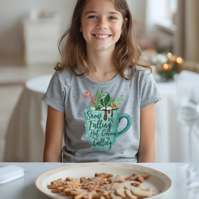 Snö sjunker Hett Kakao kallar Hett choklad T Shirt (Snow Is Falling Hot Cocoa Is Calling Hot Chocolate T-Shirt)