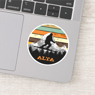 Snö Ski Alta Mountain Slopes Fält Sport Retro Klistermärken