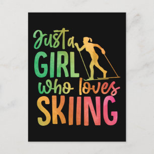 Snö Ski är bara en flicka som Kärlek Skiing Helg Vykort