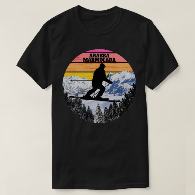 Snö Ski Arabba Marmolada Skiing Fält Italien T Shirt (Design framsida)