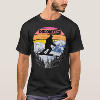 Snö Ski Dolomites Skiing Fält Italien T Shirt