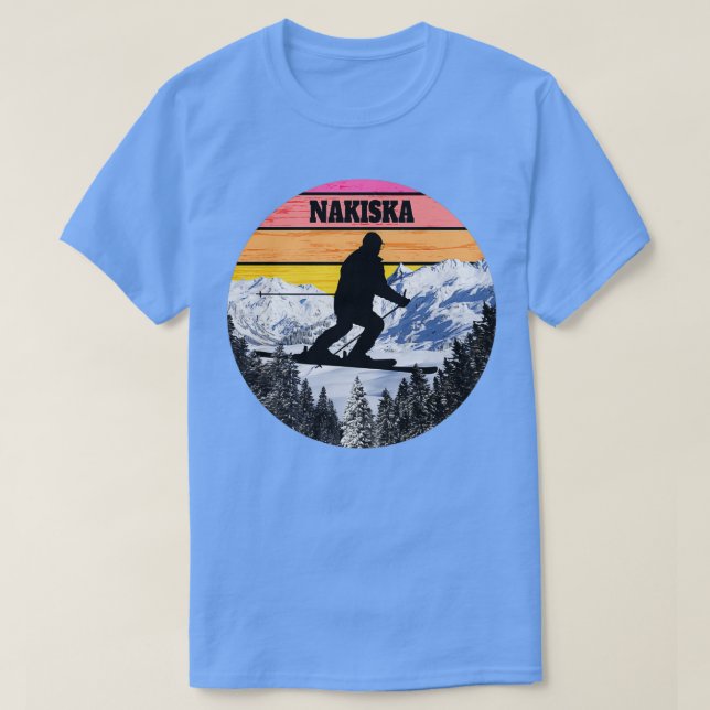 Snö Ski Nakiska Skiing Fält Kanada T Shirt (Design framsida)