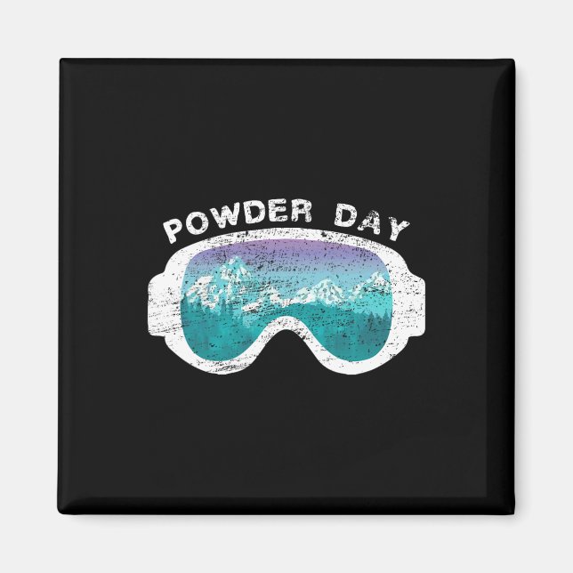Snö Ski Powder Day Snowboarding Mountain Sport Magnet (Framsidan)