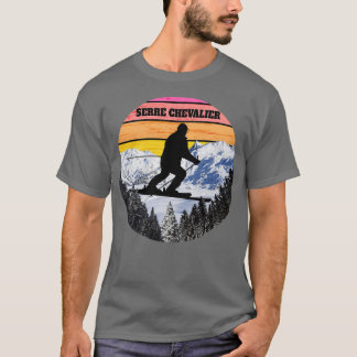 Snö Ski Serre Chevalier Skiing Fält Frankrike T Shirt