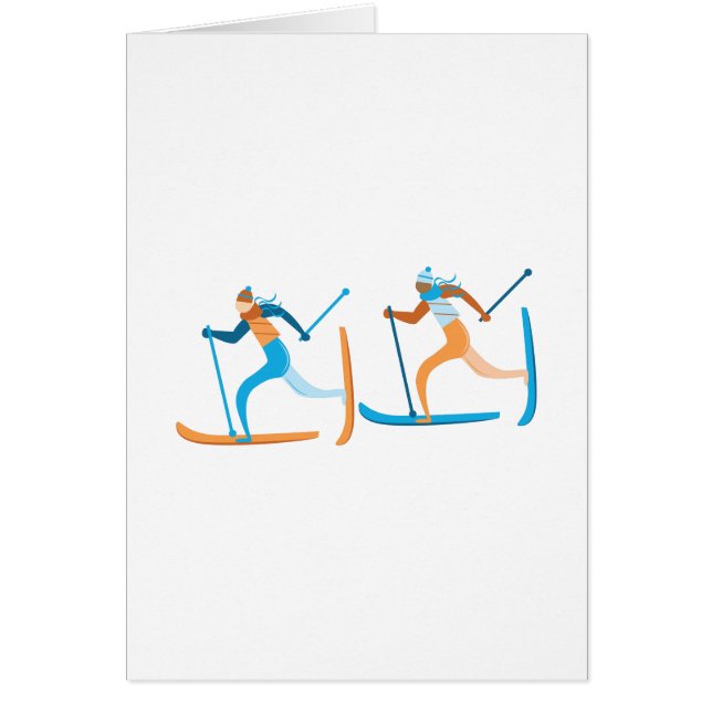 Snö skidar hälsningskort (Framsidan)