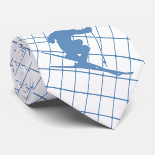 Snö Skier på Blue Check Necktie Slips