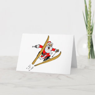 Snö Skiing Jultomten Helgkort