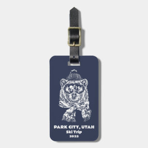 Snö Skiing Ski Resa Funny Ski Bear Winter Bagagebricka