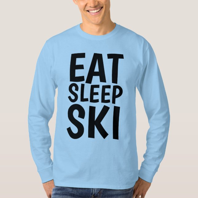 SNÖ SKIING T-shirts, EAT SLEEP SKI T Shirt (Framsida)