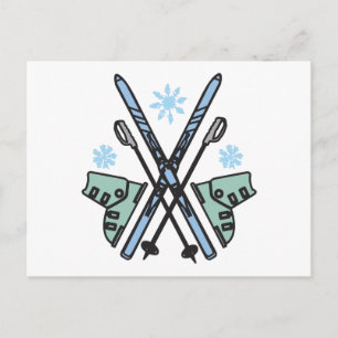 Snö Skiing Vykort
