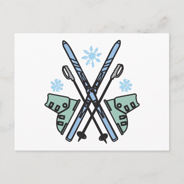 Snö Skiing Vykort (Framsida)