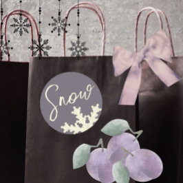 Snö-skript lila grått butter elegant winte runt klistermärke