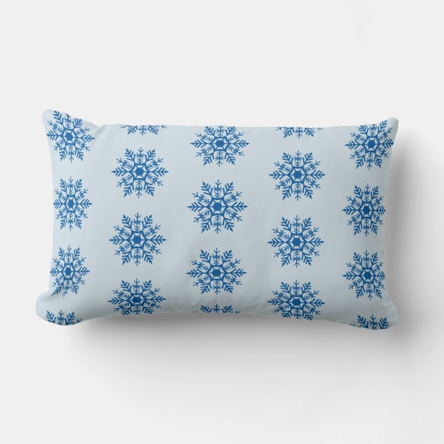 Snö Snowflake Blue Motif Winter Mönster Lumbarkudde (Framsida)