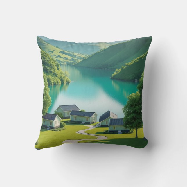 "Snö-socklade toppar och Vatten-bläckfisk - scen Kudde (Baksida)