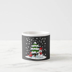 Snö som sjunker vid kardinal, Snögubbe och Gräs Tr Espressomugg