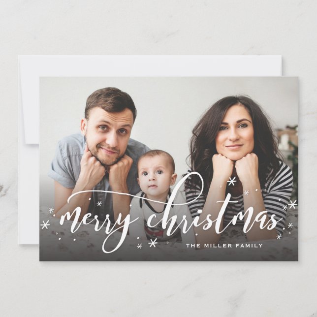 Snö Sprinkle Whimsical jul Photo Hälsning Julkort (Framsida)