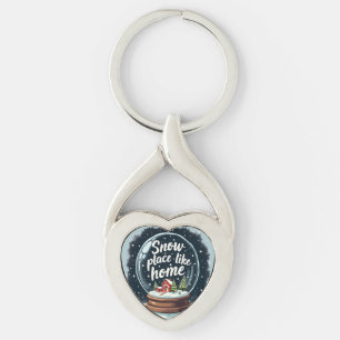 Snö Ställe som Helgdag i hemmet Twisted Heart Silverfärgad Nyckelring