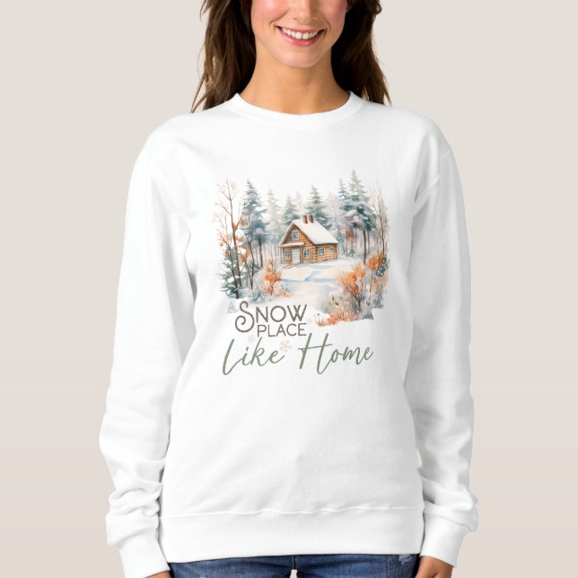 Snö Ställe som hem, bergskabinjulen T Shirt (Framsida)