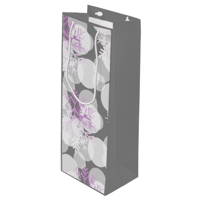 Snö Stars - Vit, Teal, Lila - Vin Gift Bag (Framsidan Vinklad)