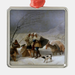Snö Storm in Winter (av Francisco Goya) Julgransprydnad Metall