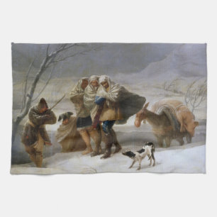 Snö Storm in Winter (av Francisco Goya) Kökshandduk