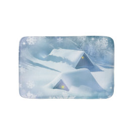 Snö störtade tak i en skog badrumsmatta