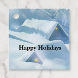 Snö störtade tak i en skog gåvor etiketter