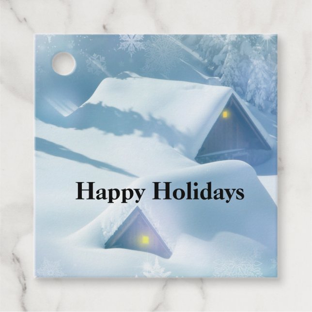 Snö störtade tak i en skog gåvor etiketter (Framsida)