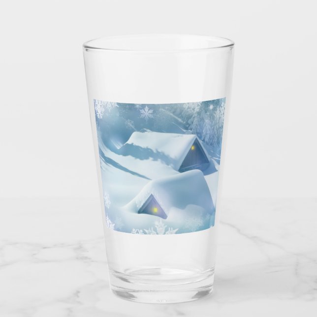 Snö störtade tak i en skog glaskopp (Framsida)