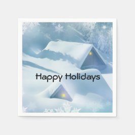 Snö störtade tak i en skog pappersservett