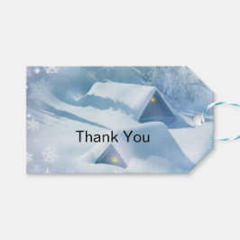 Snö störtade tak i en skog presentetikett