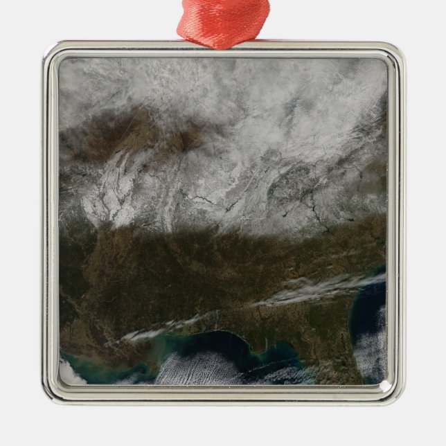 Snö sträcker sig från nordöstra Texas Julgransprydnad Metall (Framsidan)