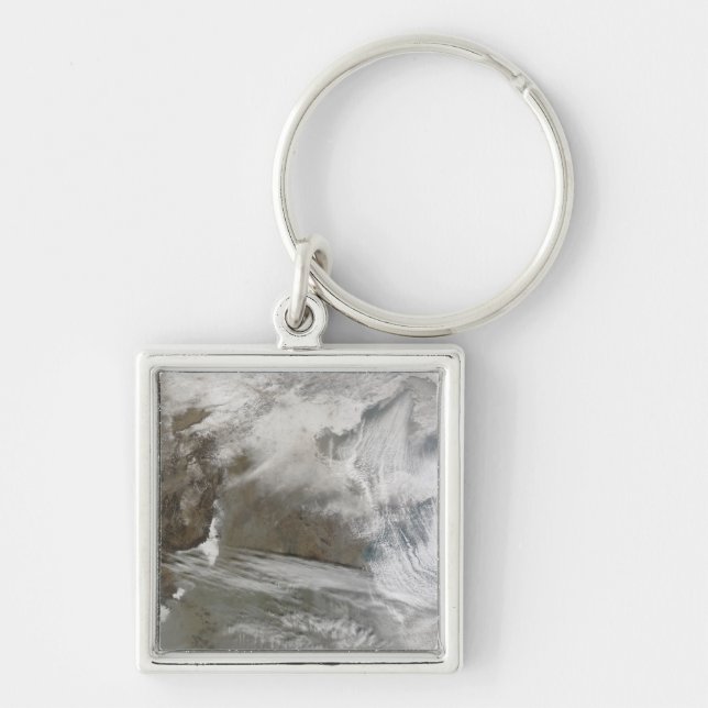 Snö-täckencirklar Bo Hai Fyrkantig Silverfärgad Nyckelring (Framsidan)