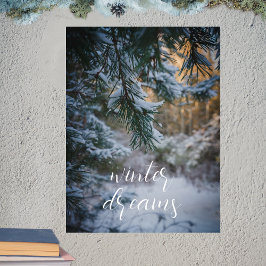 Snö-täckt gräs grenar poster