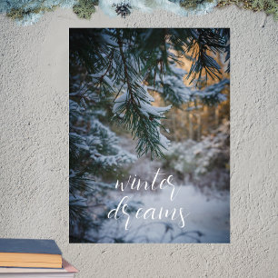 Snö-täckt gräs grenar poster