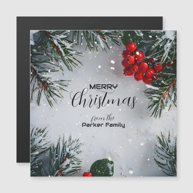 Snö-täckt Gräs, Holly Berries, non Photo (Fram/baksida)