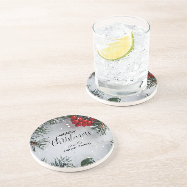 Snö-täckt Gräs, Holly Berries, non Photo Underlägg (Sidan)