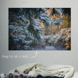 Snö-täckt gräs träd i vinterskogen poster