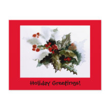 Snö täckt Holly-vykort