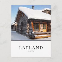 Snö-täckt logga kabinen i Lapland, Finland Vykort