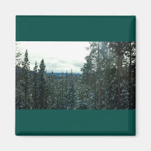 Snö täckt magnet för bergstrakter i gräs