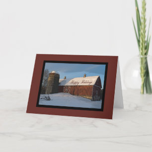 Snö täckt Red Land Barn Glad helg