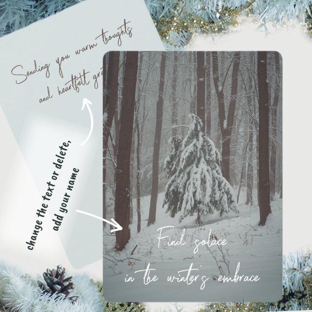 Snö täckt träd i mistskogen på vintern julkort (Skapare uppladdad)