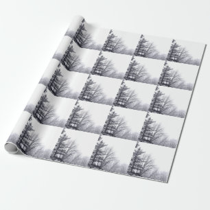 Snö-täckt Träd: Vågrät Presentpapper