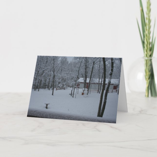 Snö täckt varv helgkort (Framsida)