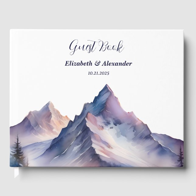 Snö täckte bergsområdena bröllop gästböcker (Framsida)