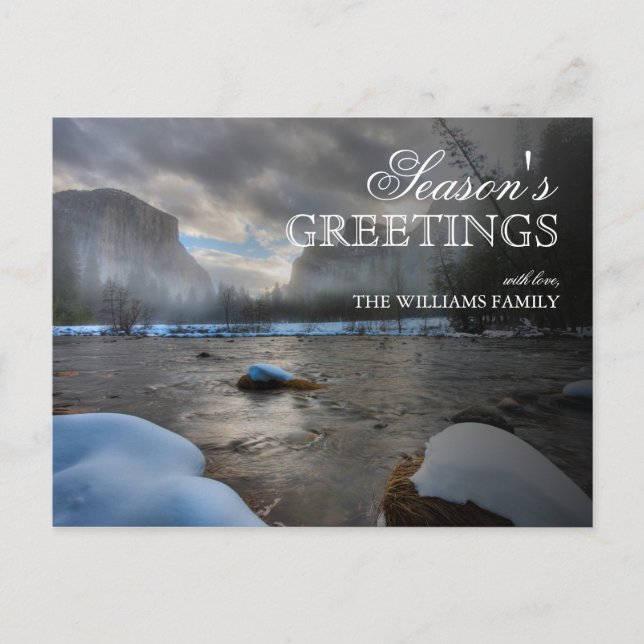 Snö täckte den sammanslagna floden i Yosemite Vykort (Framsida)
