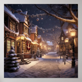 Snö täckte en ganska självklar stad poster